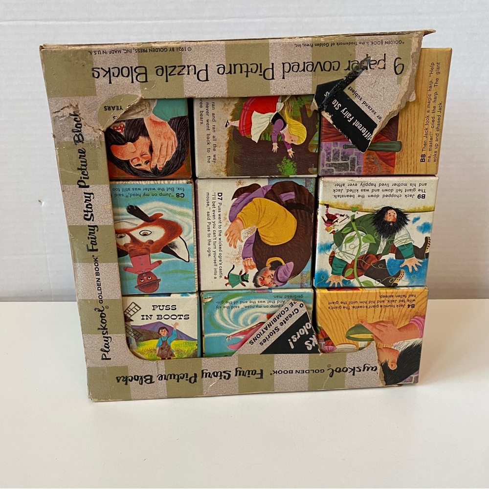 Vintage 1961 Playskool Golden Book Fairy Tale Story Picture Puzzle Blocks - Picture 3 of 14